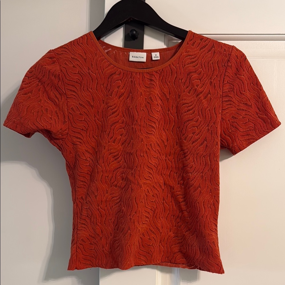 Babaton Orange Fitted Short Sleeve Tee